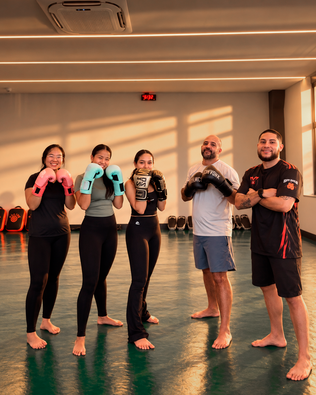 Alunos de Box com luvas
