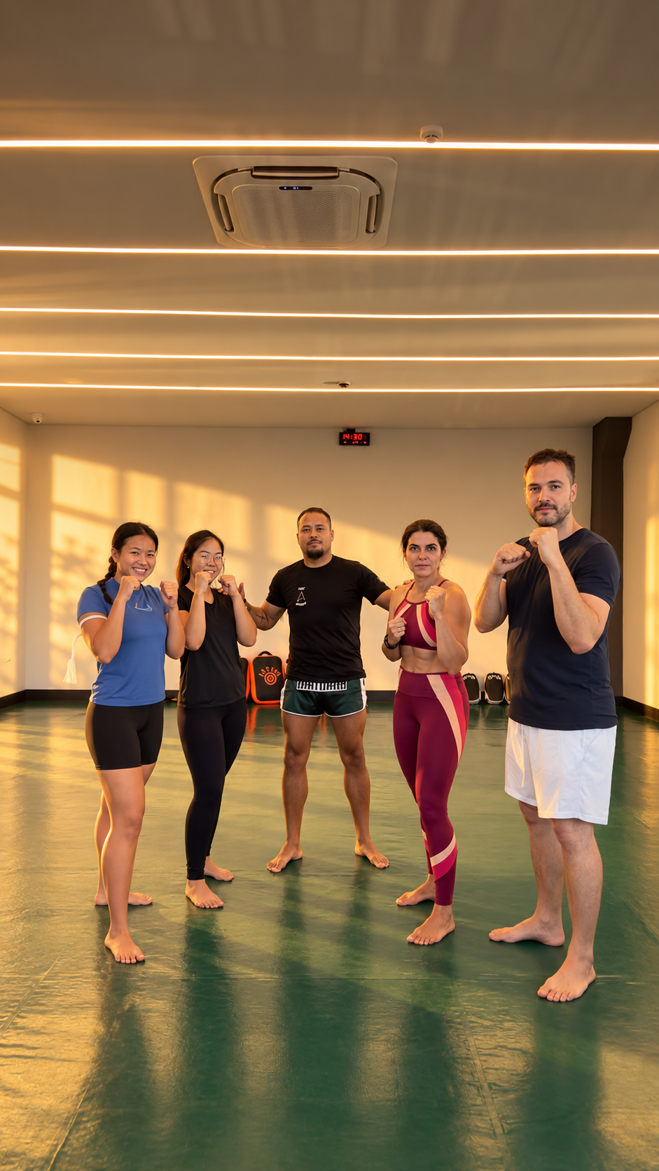 Turma de lutas Park Gym em posição de guarda